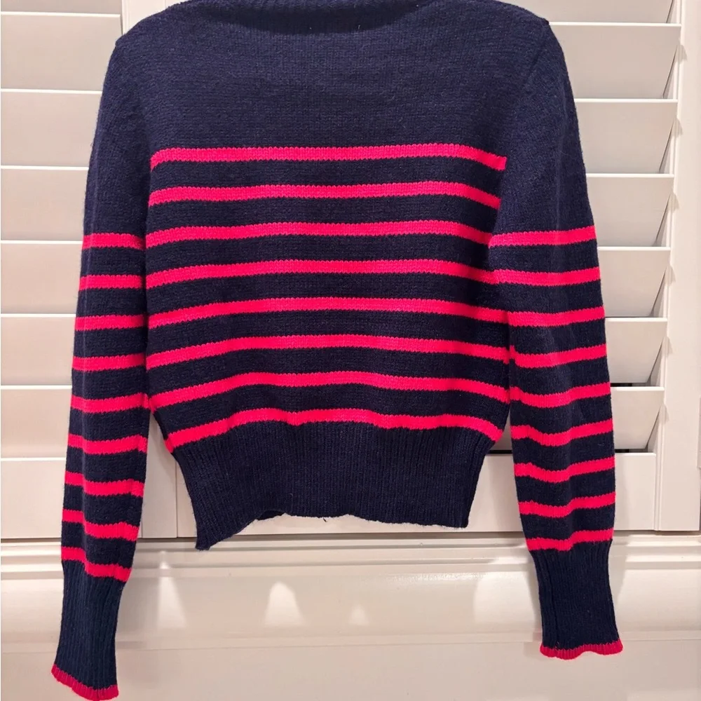&merci Navy and Pink Striped Turtleneck Sweater Size Large - Picture 7 of 8